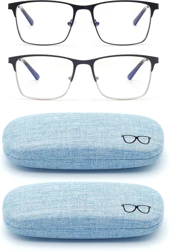 Vista 7 de Gafas de miopía para distancia con estuche rígido, bisagra de resorte, lentes de luz azul, no lentes de lectura