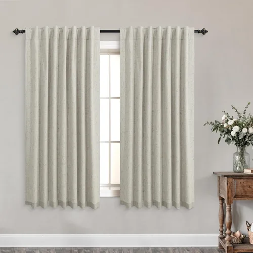 Vista 82 de KOUFALL - Cortinas de medio estilo francés de lino para ventana, juego de 2 cortinas cortas de 40 pulgadas de longitud, para privacidad, cortinas