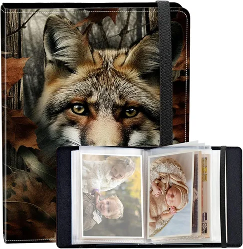 Vista 9 de Álbum de fotos de 3.5 x 5 pulgadas, cubierta de piel sintética de pequeña capacidad, mini álbum de fotos de águila americana de 3.5 x 5 con banda