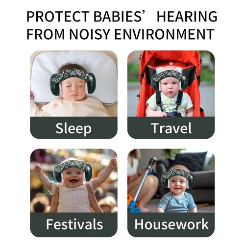 Vista 8 de LYSIAN Orejeras con reducción de ruido para bebés, auriculares con cancelación de ruido de 25 dB para bebés y niños, perfectos para dormir, viajes