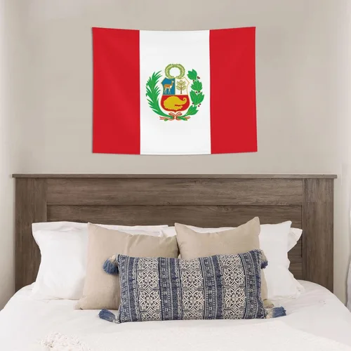 Vista 5 de Rqwaaed Tapiz de bandera peruana adorna perfectamente la pared de 29 x 37 pulgadas