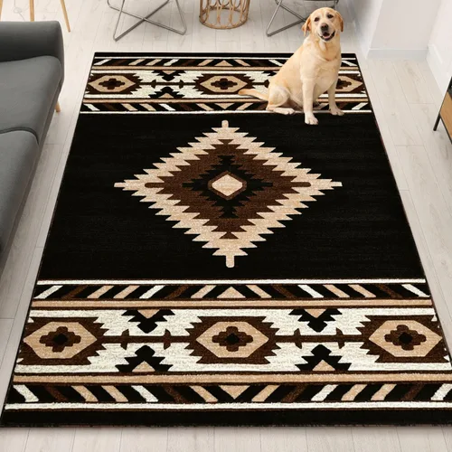 Vista 46 de YHSF South West - alfombra nativa americana del suroeste, fácil de limpiar, gruesa, suave y duradera, alfombra tribal inspirada en indios americanos
