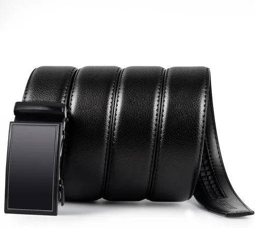 Vista 4 de Cinturones de trinquete para hombre, paquete de 2 unidades, cinturones deslizantes ajustables, cinturones sin agujeros para regalos, vestido casual