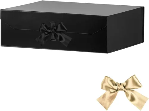 Vista 10 de GoooodGift Caja de regalo negra para regalos de 10 x 7.3 x 3.5 pulgadas, caja decorativa con cinta, caja de regalo vacía con tapa cierre magnético