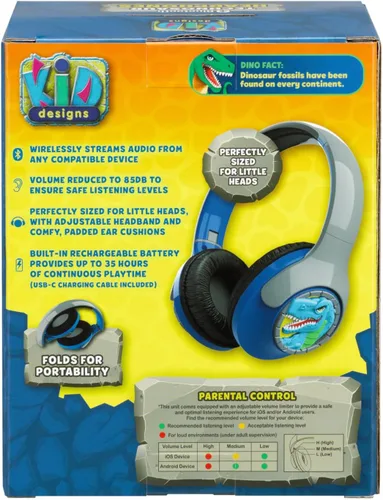 Vista 6 de EKIDS - Auriculares Bluetooth de dinosaurio para niños, auriculares inalámbricos para la escuela, H