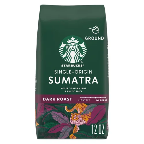 Vista 32 de Starbucks Café de tierra asado oscuro asado francés, bolsa de 28 onzas Café molido 100% arábigo; tostado francés tostado oscuro; 1 bolsa, 28 onzas