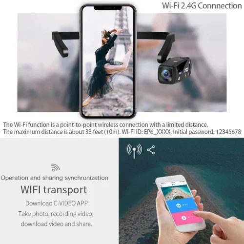Vista 4 de ORDRO Videocámara 4K Cámara montada en la cabeza EP6 Cámara de video portátil FHD 1080P 60FPS Vlog grabadora de video WiFi Hands-Off Cámara Webcam