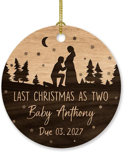 Vista 8 de Adorno personalizado para bebé que llega 2027, adorno de Navidad de Bump, elige el nombre del bebé y el año de Navidad para el nuevo abuelo abuela