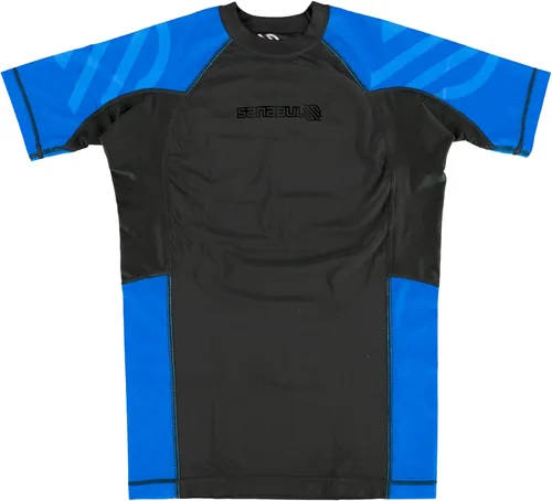 Vista 8 de Sanabul Esencial manga corta Rash Guard MMA BJJ Wrestling Grappling Jiu Jitsu Azul