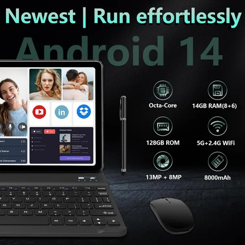 Vista 4 de ANTEMPER Tablet Android de 10 pulgadas, tabletas celulares 4G, Octa-Core, 128 GB de almacenamiento + 14 GB de RAM/1 TB expandible, WiFi 5G, batería