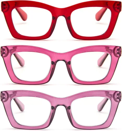 Vista 13 de Gafas de lectura para mujer, estilo Oprah, de gran tamaño, con bisagra de resorte cuadrada, lentes de bloqueo de luz azul