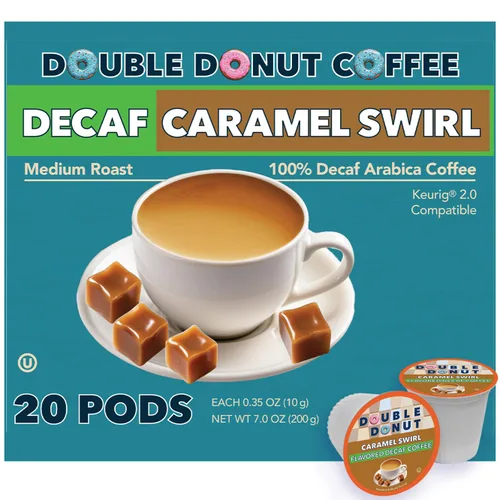 Vista 14 de Double Donut Coffee Cápsulas de café tostado oscuro descafeinado, café de mezcla extra atrevida, café de una sola porción para máquinas Keurig K