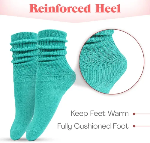 Vista 2 de HOT FEET Slouch Socks for Women 2 Pairs and Little Girls 6 Pairs - Colorful Scrunch Socks, 80s 90s Long Knee High Socks.
