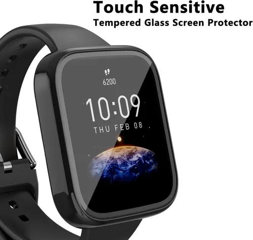 Vista 3 de Rc-Z - Protector de pantalla para reloj inteligente Amazfit Bip 3/Bip 3 Pro, paquete de 2 protectores de policarbonato duro, accesorios de funda