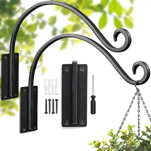 Vista 14 de Lifyzoon Soporte para colgar plantas de alta resistencia (8 pulgadas/negro) Soporte para plantas colgantes forjado a mano para exteriores, duradero