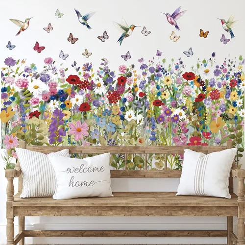 Vista 24 de Zonon 6 calcomanías de pared de flores, calcomanías para despegar y pegar
