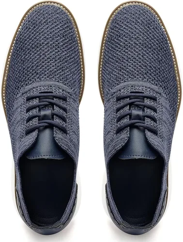 Vista 2 de Zapatos deportivos casuales para hombre, cómodos, de punto, de malla, ligeros, transpirables, formales, Oxford, para negocios