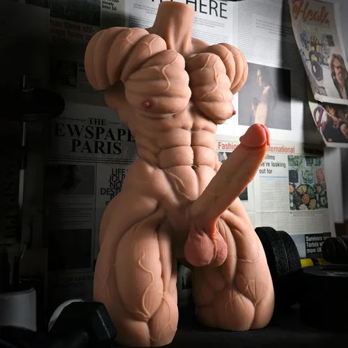 Vista 8 de Muñeca sexual realista de torso masculino de 40 libras para mujer, muñecas sexuales musculosas de tamaño real con esqueleto de metal y consolador