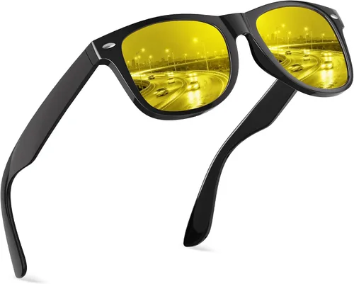Vista 60 de FEIDUSUN Lentes de sol polarizados para hombre y mujer, lentes de sol retro negros para conducir, pescar, protección UV