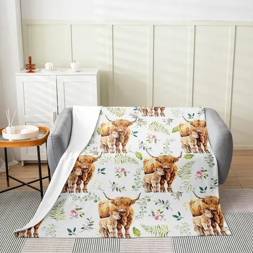 Vista 2 de Erosebridal Manta Rústica de Vaca para Cama de Bebé 30x40, Manta Retro de Cuero de Vaca para Niños, Niños y Niñas, Manta de Franela de Vaca