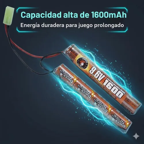 Vista 6 de Lancer Tactical Nimh Airsoft - Batería compatible con pistola AEG Airsoft (9,6 V, 1600 mAh Nunchuck)