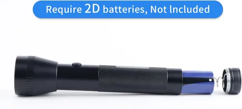 Vista 2 de Linterna LED de batería D de 2 celdas de alta resistencia, lúmenes altos, modo único, aluminio, linterna de metal resistente para exteriores