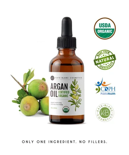 Vista 6 de Aceite de Argán marroquí orgánico virgen 100 % puro con certificación USDA, prensado en frío por Kate Blanc Estimula el crecimiento para el pelo