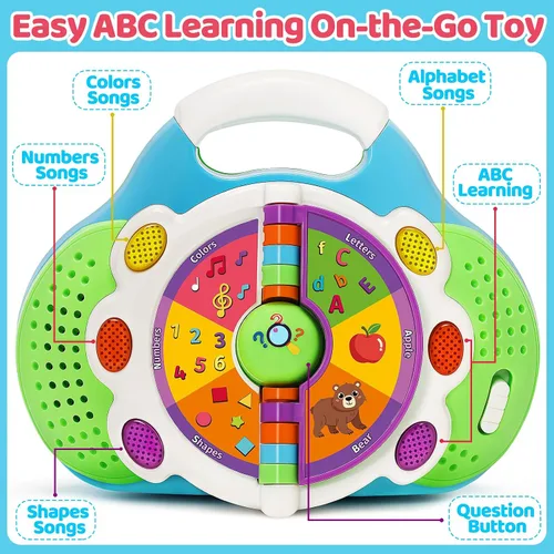 Vista 7 de KIZZYEA Juguetes de aprendizaje Montessori para niños y niñas de 1, 2, 3 años, juguete musical de alfabeto para niños pequeños, juguetes educativos