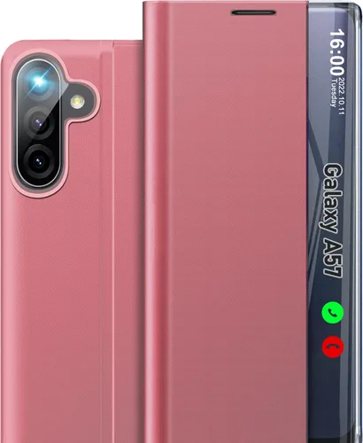 Vista 94 de Funda de teléfono para Samsung Galaxy A16 5G, Clear View Window Funda delgada de lujo para teléfono Galaxy A16 con soporte, funda protectora