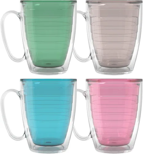 Vista 13 de Tervis Vaso aislado de mesa transparente y colorido fabricado en Estados Unidos con doble pared, taza de viaje que mantiene las bebidas frías
