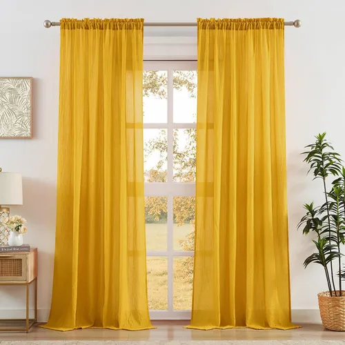 Vista 12 de Anpark - Cortinas traslúcidas de terracota de 96 pulgadas de largo para dormitorio y sala de estar, elegantes cortinas de lino de algodón
