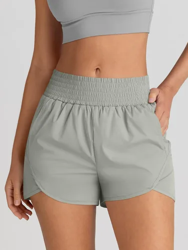Vista 3 de AUTOMET Pantalones cortos deportivos para mujer, de cintura alta, para correr, gimnasio, entrenamiento, ropa deportiva casual con bolsillos 2026