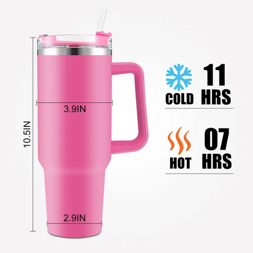 Vista 4 de Vaso personalizado de 40 onzas con asa de nombres, taza de café personalizada con tapas y pajitas, regalos para mujeres, hombres, él, madre, papá