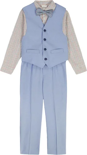 Vista 14 de Van Heusen Conjunto de traje formal de 4 piezas para niños, chaleco, pantalones, camisa de vestir con cuello y corbata