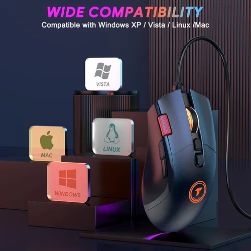 Vista 7 de TECURS Mouse para juegos con cable