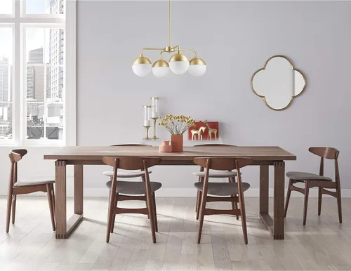 Vista 4 de Linea di Liara Novara - Candelabros dorados de 4 luces para comedor, lámpara sobre mesa, globo de vidrio, iluminación colgante de cocina, lámpara