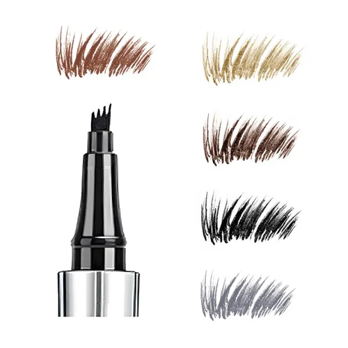 Vista 8 de Bolígrafo de cejas de 5 colores, microrelleno líquido natural para cejas, maquillaje para cejas (#1 marrón)