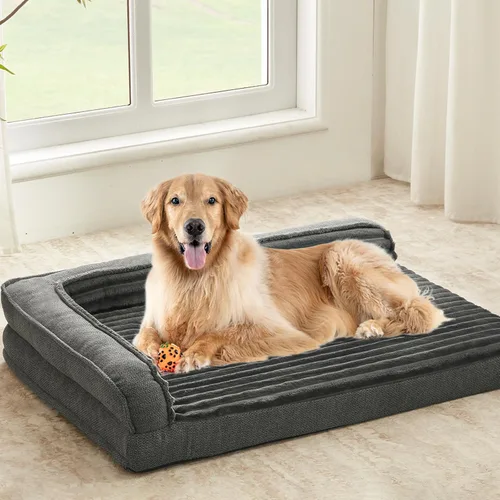 Vista 11 de WINDRACING Camas ortopédicas para perros pequeños, sofá cama impermeable de espuma de huevo para perros con lados de refuerzo en L, cama lavable
