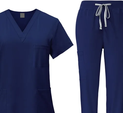 Vista 4 de Fancyes Conjunto de ropa de trabajo para enfermera, cuello en V, parte superior y pantalón deportivo