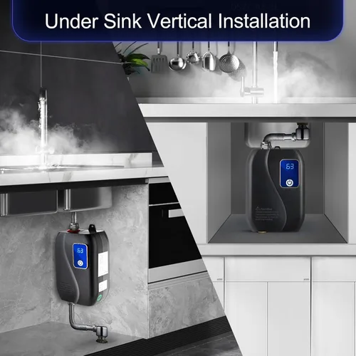 Vista 8 de Calentador de agua eléctrico sin tanque, 110 V, 3000 W, bajo fregadero, calentador de agua caliente instantáneo a pedido para cocina, baño, lavado