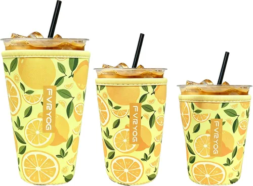 Vista 203 de Reusable Insulated Neoprene Iced Coffee Sleeves for Iced Coffee Cups, Coffee Coolies sleeves for Iced & Hot Drinks