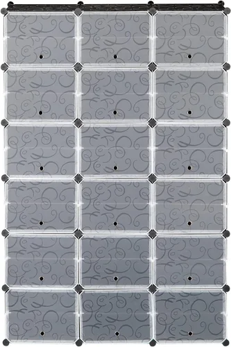 Vista 6 de Organizador de zapatos portátil de 12 niveles, 72 pares, 36 rejillas, gabinete de almacenamiento expandible apilable con puerta para tacones, botas