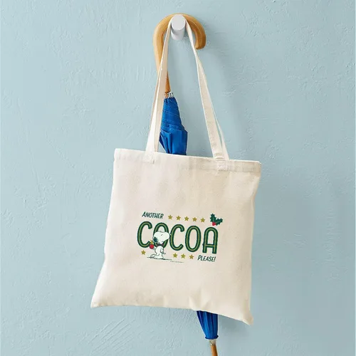 Vista 4 de CafePress Snoopy Another Cocoa Please - Bolsa reutilizable de lona color beige natural