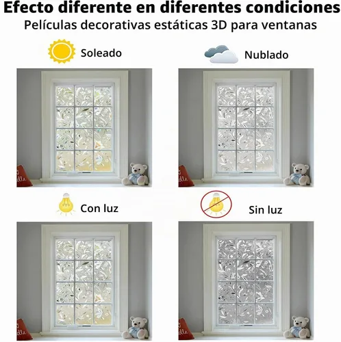 Vista 5 de LEMON CLOUD - Película decorativa de privacidad para ventana, adhesivo 3D antirrayos UV, bloquea el sol y controla el calor, para el hogar
