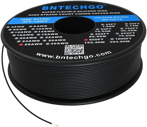 Vista 21 de BNTECHGO Carrete de alambre de silicona de calibre 28 rojo 250 pies Flexible 28 AWG alambre de cobre estañado trenzado