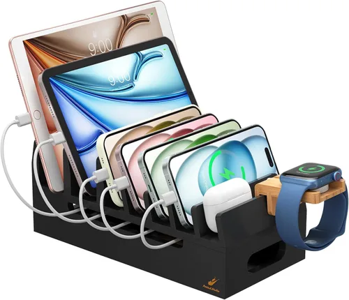 Vista 11 de Cargador de pared USB, estación de carga USB de escritorio para múltiples dispositivos