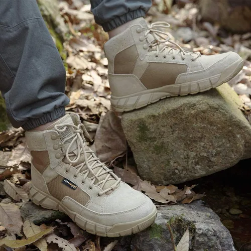 Vista 7 de FREE SOLDIER Waterproof Hiking Work Boots Men's Tactical Boots 6 Inches Lightweight Military Boots Breathable Desert Boots