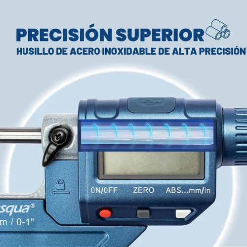 Vista 4 de Dasqua Micrómetro exterior digital de precisión, herramientas de medición para uso en mecanizado e industrial, precisión de 0 a 1 pulgada 0.002 mm