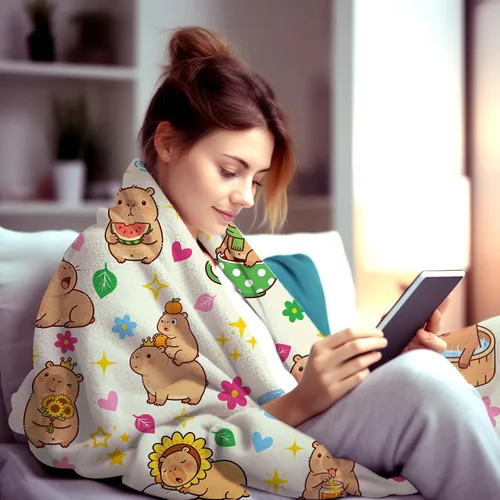Vista 3 de Capybara - Manta de regalo para niños y niñas, suave y acogedora, manta de franela para decoración de ropa de cama, regalos para amantes
