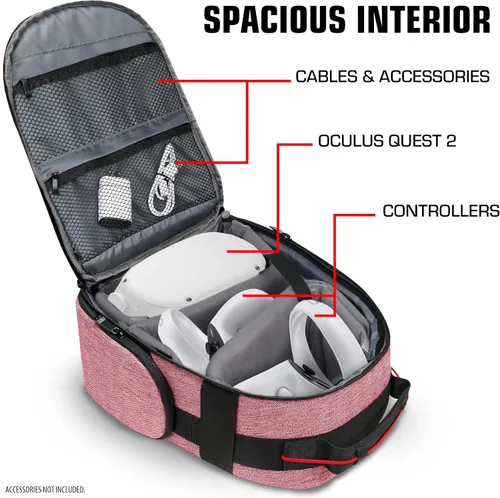 Vista 3 de USA GEAR Funda para auriculares VR mochila de realidad virtual con compartimentos interiores personalizables compatibles con Oculus Quest 2 VR